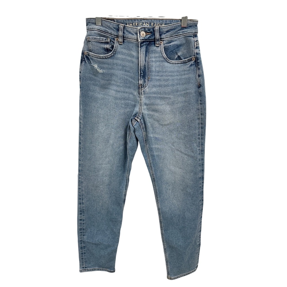 American Eagle Outfitters Mom‎ Jean Light Wash Distressed Denim Size 2